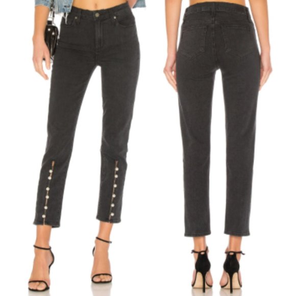 PAIGE Denim - PAIGE Julia High Rise Straight Leg Jeans in Black Mother of Pearl NWT 23